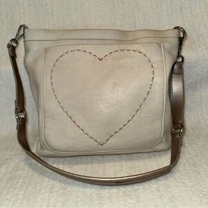 Brighton Cream and Brown Heart Shoulder Bag